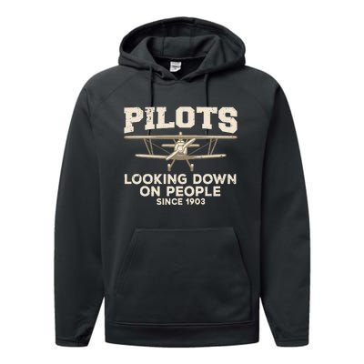 Cool Pilot Aircraft Pilot Airplane Flying Performance Fleece Hoodie