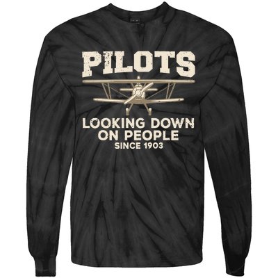 Cool Pilot Aircraft Pilot Airplane Flying Tie-Dye Long Sleeve Shirt