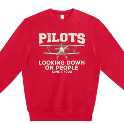 Cool Pilot Aircraft Pilot Airplane Flying Premium Crewneck Sweatshirt