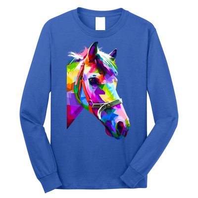 Colorful Pop Art Horse Portrait Funny Horses Gift Long Sleeve Shirt