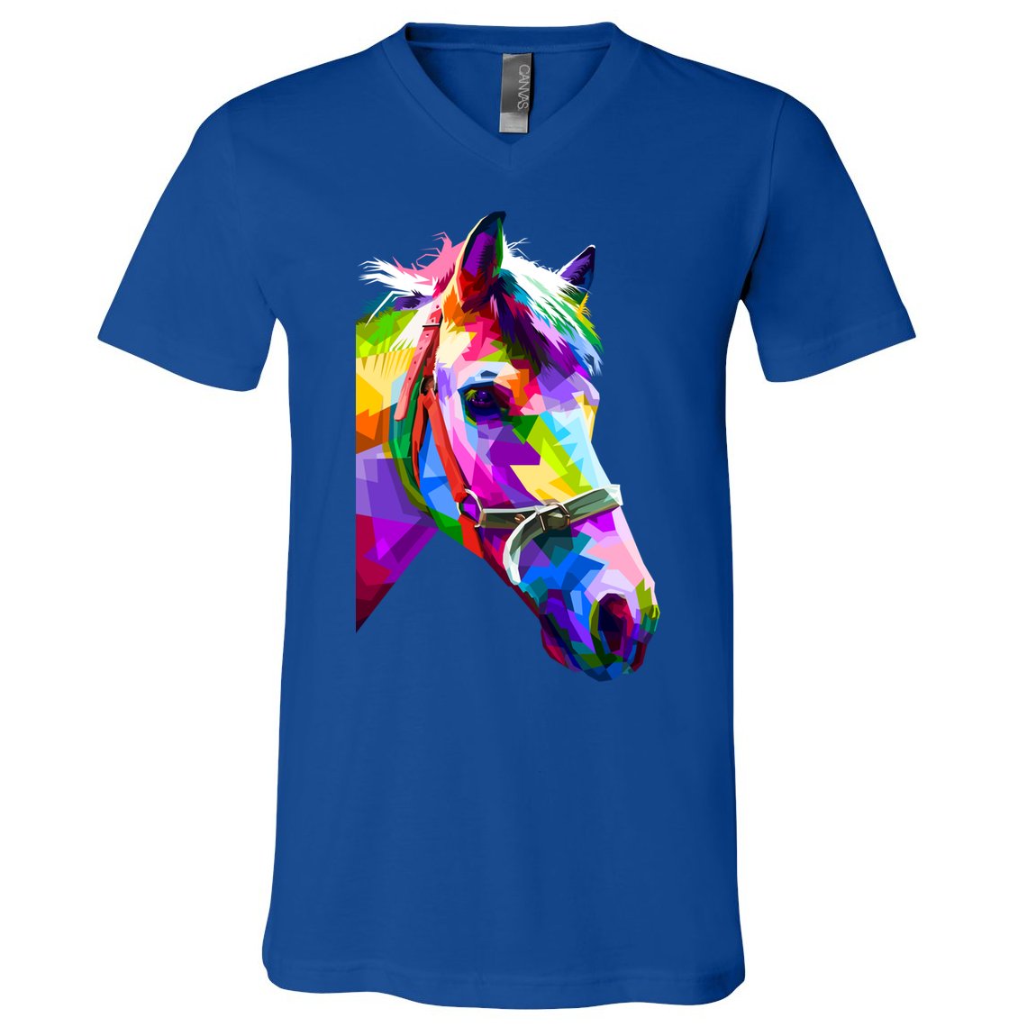 Colorful Pop Art Horse Portrait Funny Horses Gift V-Neck T-Shirt
