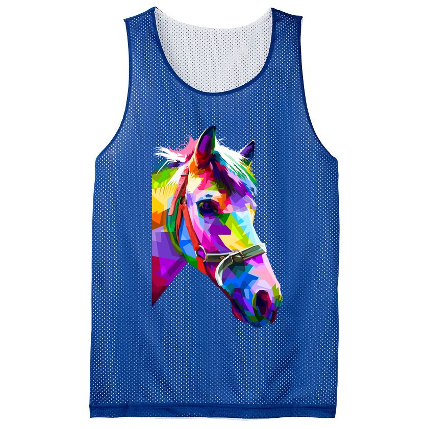 Colorful Pop Art Horse Portrait Funny Horses Gift Mesh Reversible Basketball Jersey Tank