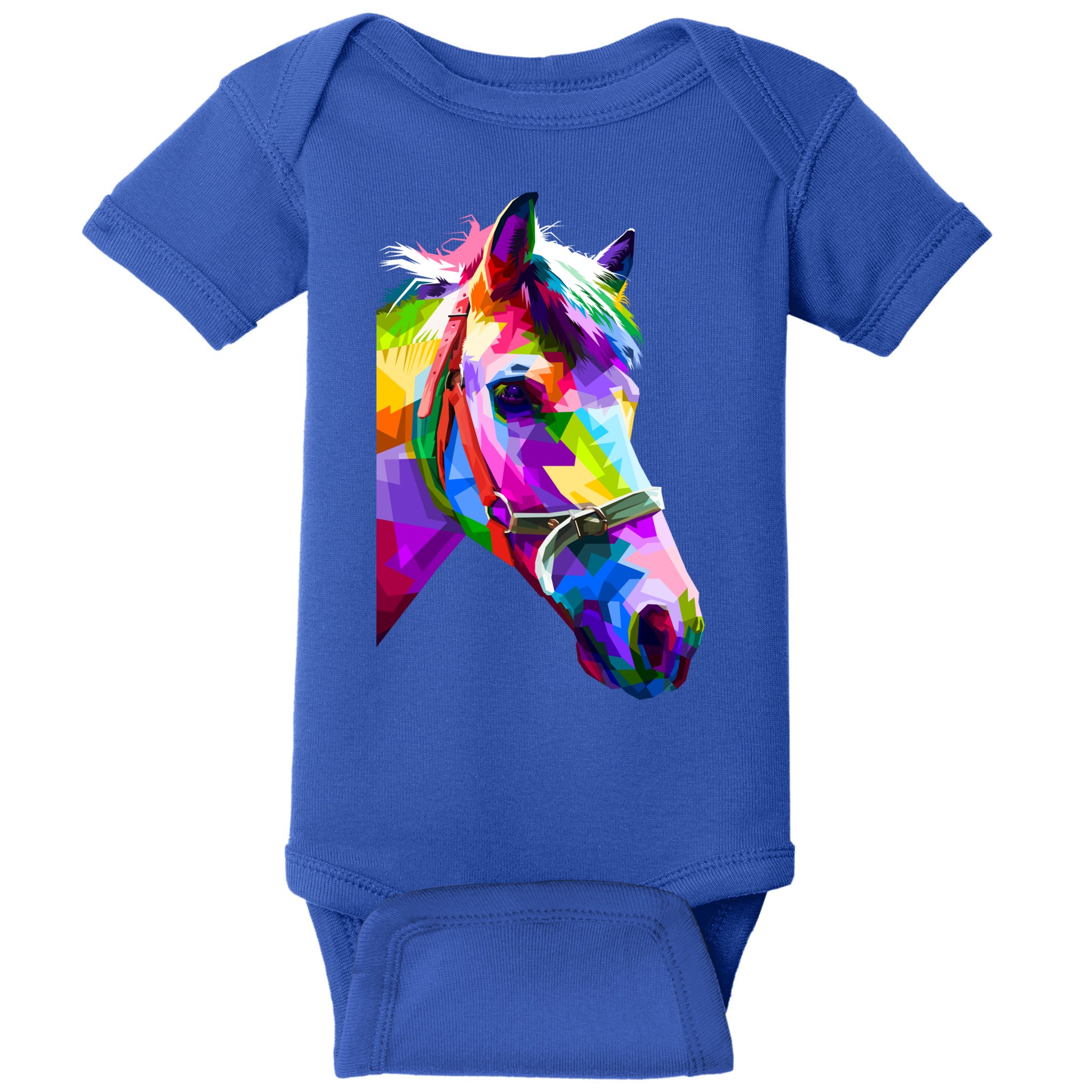 Colorful Pop Art Horse Portrait Funny Horses Gift Baby Bodysuit