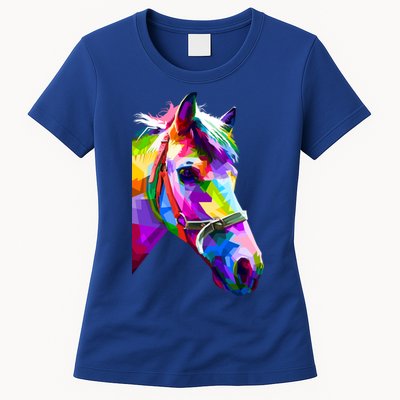 Colorful Pop Art Horse Portrait Funny Horses Gift Womens T-Shirt