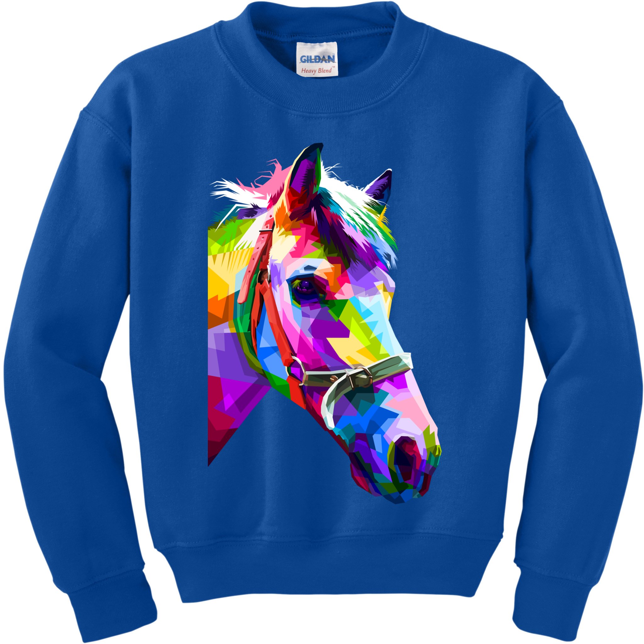 Colorful Pop Art Horse Portrait Funny Horses Gift Kids Sweatshirt