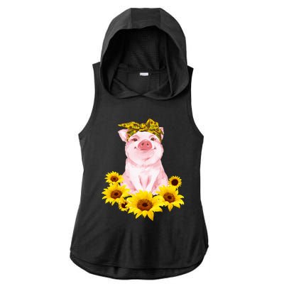 Cute Pig And Bandana Sunflower For Girl Women Mom Pullover Ladies PosiCharge Tri-Blend Wicking Draft Hoodie Tank