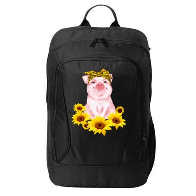 Cute Pig And Bandana Sunflower For Girl Women Mom Pullover City Backpack