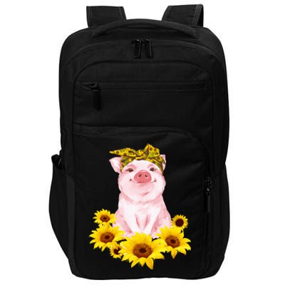 Cute Pig And Bandana Sunflower For Girl Women Mom Pullover Impact Tech Backpack