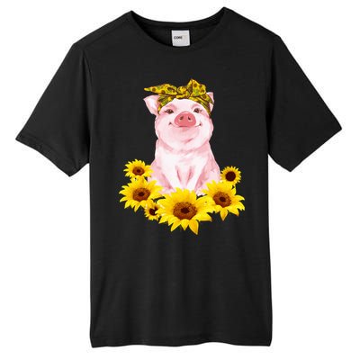 Cute Pig And Bandana Sunflower For Girl Women Mom Pullover Tall Fusion ChromaSoft Performance T-Shirt