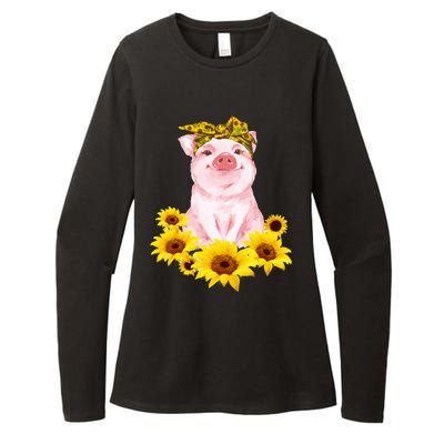 Cute Pig And Bandana Sunflower For Girl Women Mom Pullover Womens CVC Long Sleeve Shirt