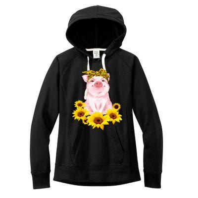 Cute Pig And Bandana Sunflower For Girl Women Mom Pullover Women's Fleece Hoodie