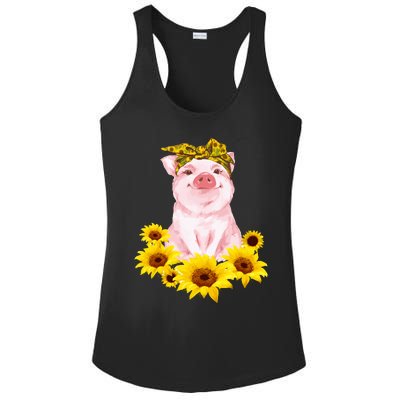 Cute Pig And Bandana Sunflower For Girl Women Mom Pullover Ladies PosiCharge Competitor Racerback Tank