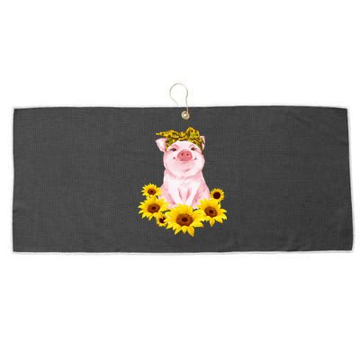 Cute Pig And Bandana Sunflower For Girl Women Mom Pullover Large Microfiber Waffle Golf Towel