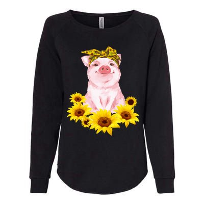 Cute Pig And Bandana Sunflower For Girl Women Mom Pullover Womens California Wash Sweatshirt