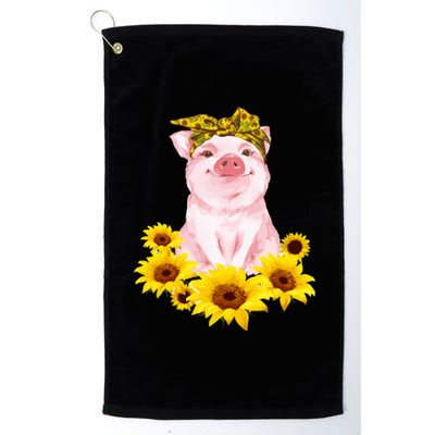 Cute Pig And Bandana Sunflower For Girl Women Mom Pullover Platinum Collection Golf Towel