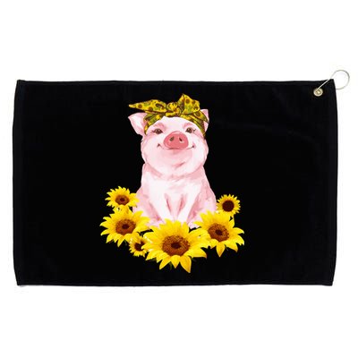 Cute Pig And Bandana Sunflower For Girl Women Mom Pullover Grommeted Golf Towel