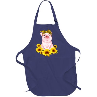 Cute Pig And Bandana Sunflower For Girl Women Mom Pullover Full-Length Apron With Pockets