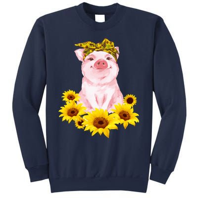 Cute Pig And Bandana Sunflower For Girl Women Mom Pullover Sweatshirt