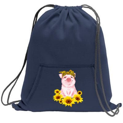 Cute Pig And Bandana Sunflower For Girl Women Mom Pullover Sweatshirt Cinch Pack Bag