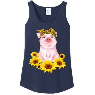 Cute Pig And Bandana Sunflower For Girl Women Mom Pullover Ladies Essential Tank