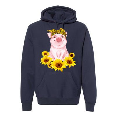 Cute Pig And Bandana Sunflower For Girl Women Mom Pullover Premium Hoodie