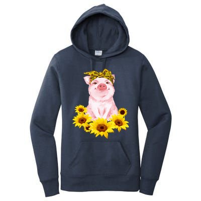 Cute Pig And Bandana Sunflower For Girl Women Mom Pullover Women's Pullover Hoodie