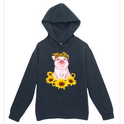 Cute Pig And Bandana Sunflower For Girl Women Mom Pullover Urban Pullover Hoodie