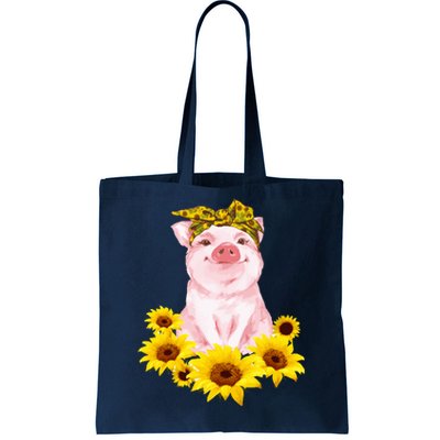 Cute Pig And Bandana Sunflower For Girl Women Mom Pullover Tote Bag