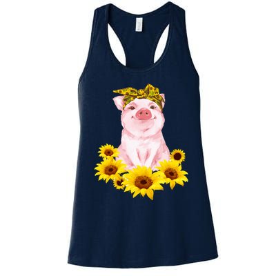 Cute Pig And Bandana Sunflower For Girl Women Mom Pullover Women's Racerback Tank