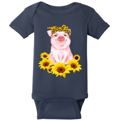 Cute Pig And Bandana Sunflower For Girl Women Mom Pullover Baby Bodysuit