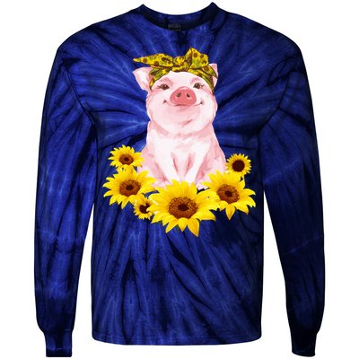 Cute Pig And Bandana Sunflower For Girl Women Mom Pullover Tie-Dye Long Sleeve Shirt