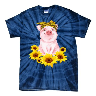 Cute Pig And Bandana Sunflower For Girl Women Mom Pullover Tie-Dye T-Shirt