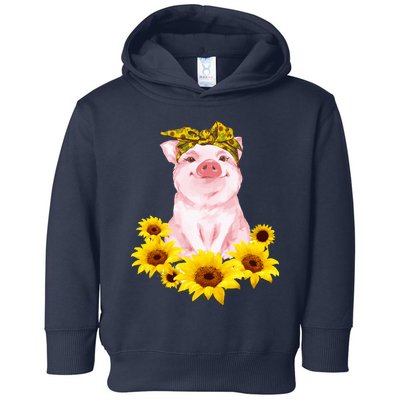 Cute Pig And Bandana Sunflower For Girl Women Mom Pullover Toddler Hoodie