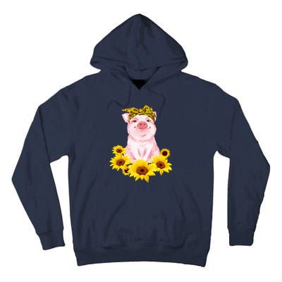 Cute Pig And Bandana Sunflower For Girl Women Mom Pullover Tall Hoodie