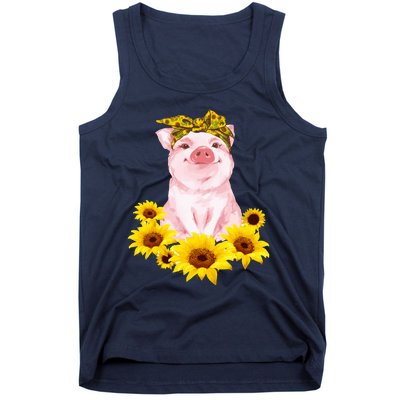 Cute Pig And Bandana Sunflower For Girl Women Mom Pullover Tank Top