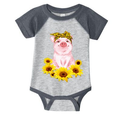 Cute Pig And Bandana Sunflower For Girl Women Mom Pullover Infant Baby Jersey Bodysuit