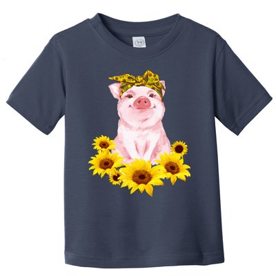 Cute Pig And Bandana Sunflower For Girl Women Mom Pullover Toddler T-Shirt