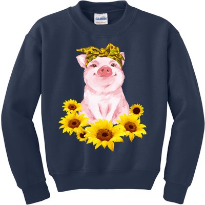 Cute Pig And Bandana Sunflower For Girl Women Mom Pullover Kids Sweatshirt