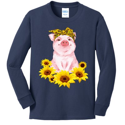 Cute Pig And Bandana Sunflower For Girl Women Mom Pullover Kids Long Sleeve Shirt