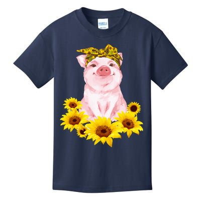 Cute Pig And Bandana Sunflower For Girl Women Mom Pullover Kids T-Shirt