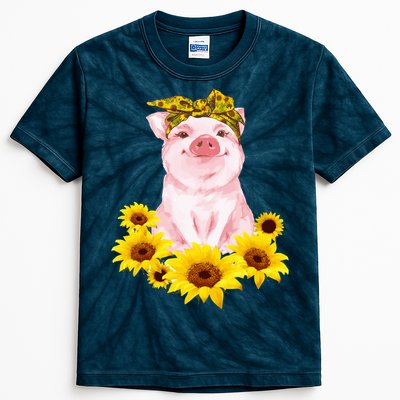 Cute Pig And Bandana Sunflower For Girl Women Mom Pullover Kids Tie-Dye T-Shirt