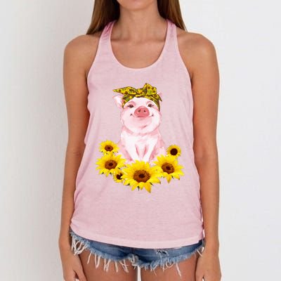 Cute Pig And Bandana Sunflower For Girl Women Mom Pullover Women's Knotted Racerback Tank