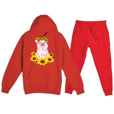 Cute Pig And Bandana Sunflower For Girl Women Mom Pullover Premium Hooded Sweatsuit Set