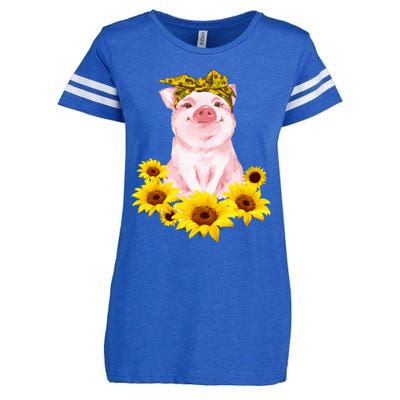 Cute Pig And Bandana Sunflower For Girl Women Mom Pullover Enza Ladies Jersey Football T-Shirt