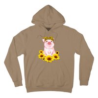 Cute Pig And Bandana Sunflower For Girl Women Mom Pullover Hoodie