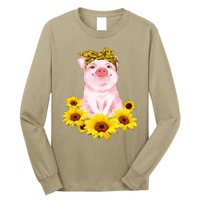 Cute Pig And Bandana Sunflower For Girl Women Mom Pullover Long Sleeve Shirt