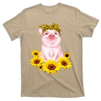 Cute Pig And Bandana Sunflower For Girl Women Mom Pullover T-Shirt