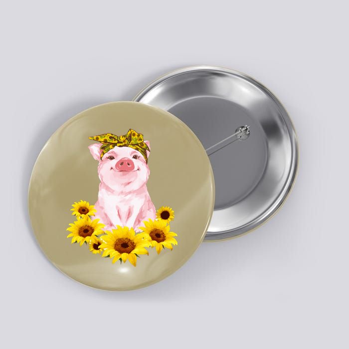 Cute Pig And Bandana Sunflower For Girl Women Mom Pullover Button