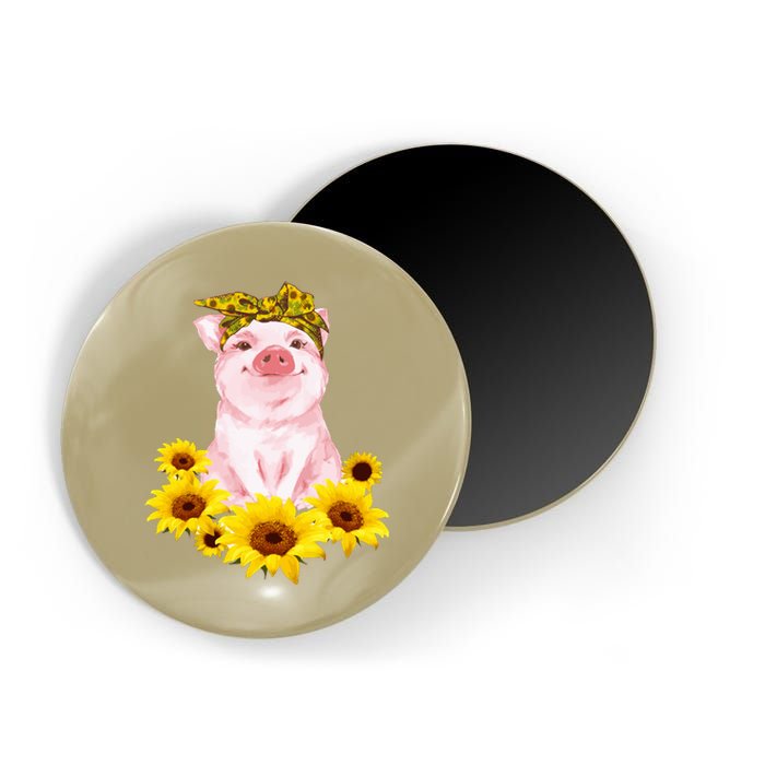 Cute Pig And Bandana Sunflower For Girl Women Mom Pullover Magnet