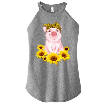 Cute Pig And Bandana Sunflower For Girl Women Mom Pullover Women's Perfect Tri Rocker Tank